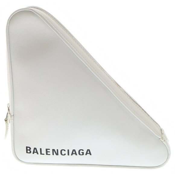 Balenciaga Clutch Leather White Bag Shoulder Triangle Pouch - Picture 1 of 6